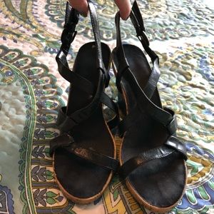 Black strappy wedges